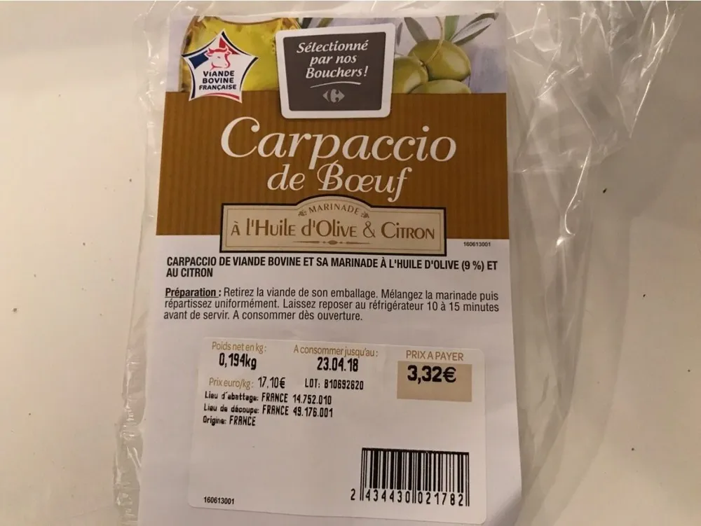 Carpaccio de boeuf