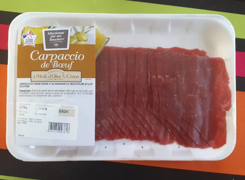 Carpaccio de boeuf à l'huile d'olive et citron