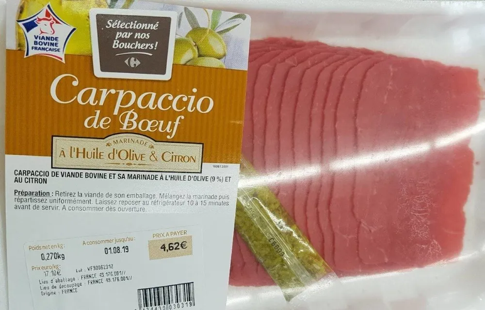 Carpaccio boeuf huile olive citron