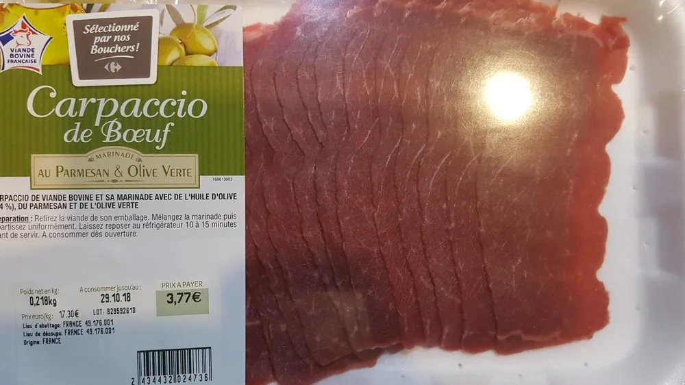 Carpaccio de boeuf parmesan/olives