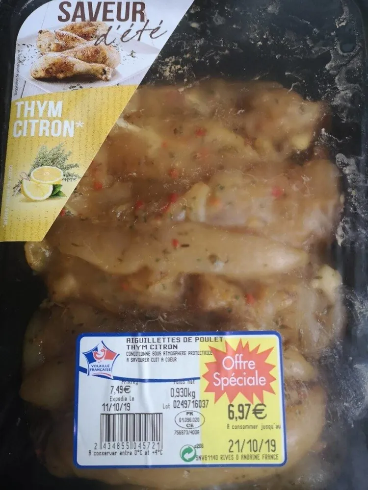 Aiguillette de poulet au Thym et saveur citron