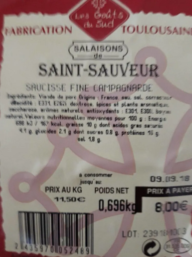Saucisse fine campagnarde