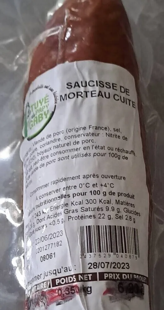 Saucisse de morteau cuite