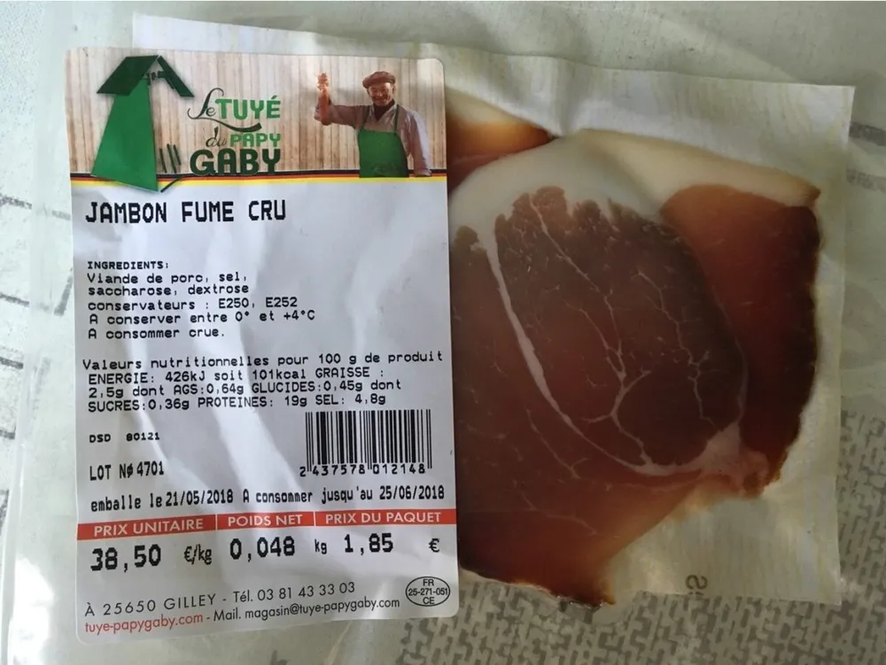 Jambon fumé cru