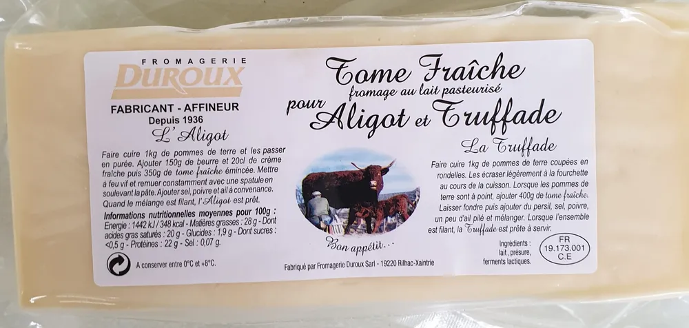 Tome fraîche pour aligot et truffade