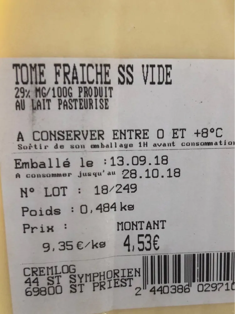 Tome fraiche
