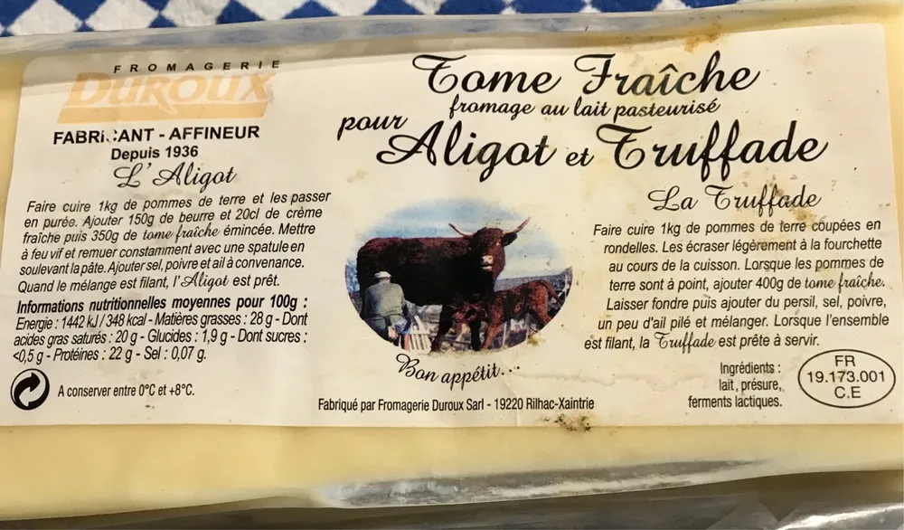 Tome fraiche pour Aligot et Truffade