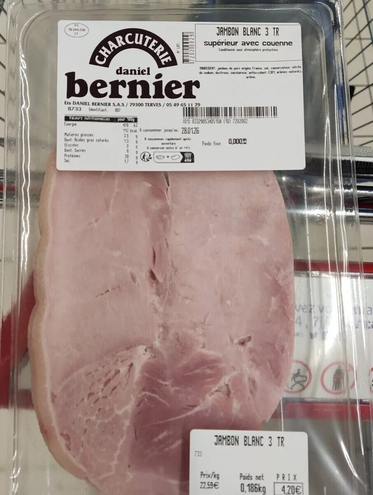 Jambon blanc 3 tr supérieur avec couenne