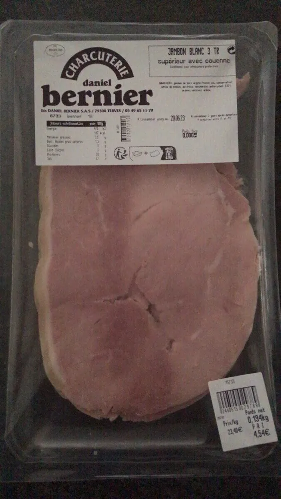 Jambon blanc 3 tr supérieur avec couenne