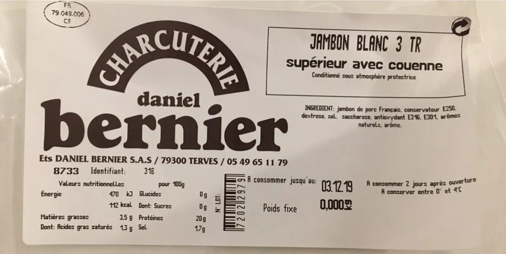 Jambon blanc 3 tranches