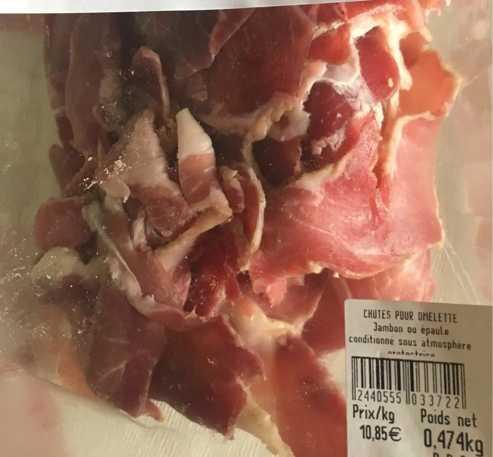 Chutes pour omelettes epaule ou jzlbon de porc seches