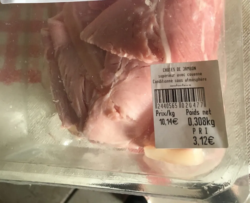 Chutes de jambon superieur avec couenne