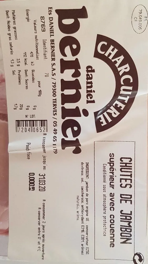 Chutes de jambon supérieur avec couanne