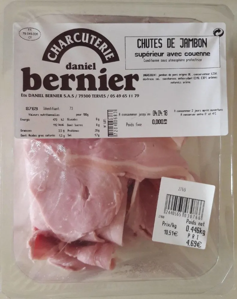 Chutes de jambon supérieur avec couenne