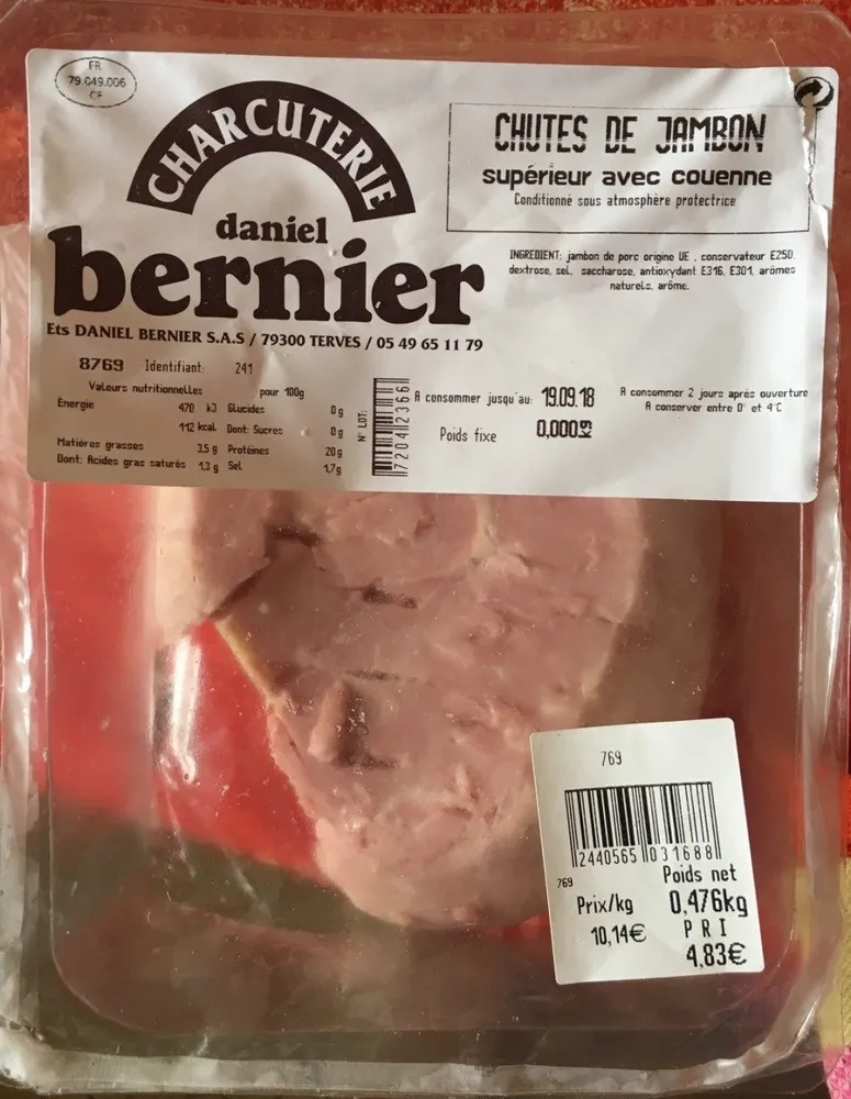 Chutes de jambon supérieur avec couenne