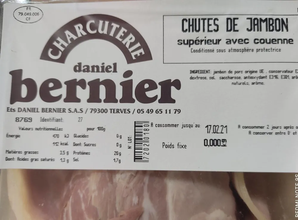 Chutes de jambon supérieur avec couenne
