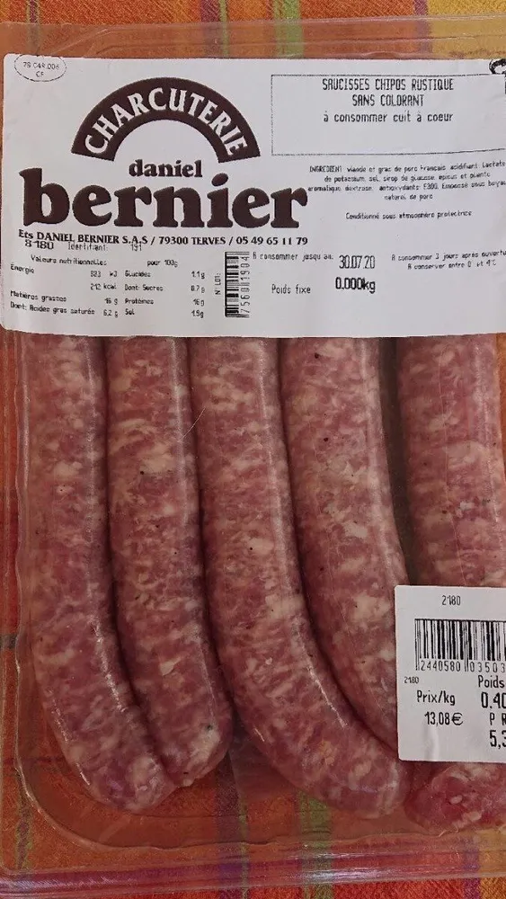 Saucisses Chipos Rustique Sans Colorant