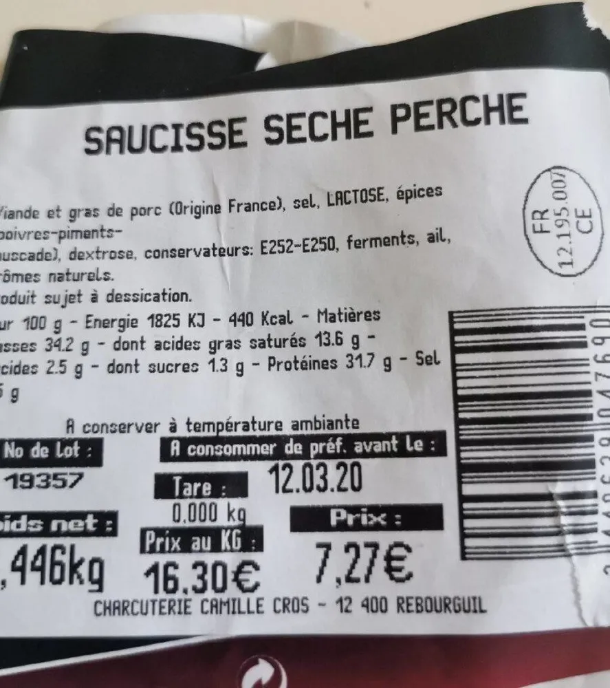 Saucisse sèche Perche