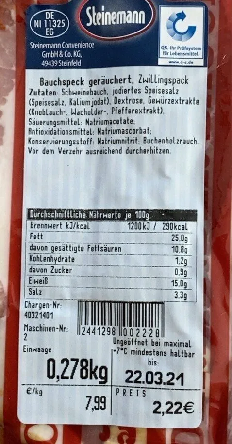 Bauchspeck geräuchert