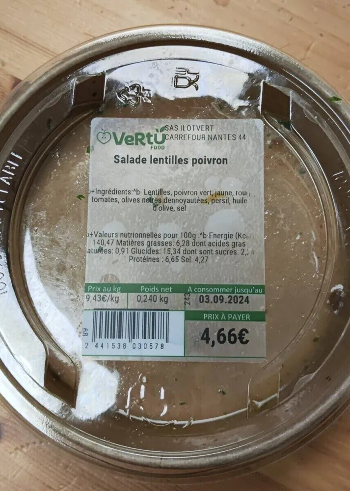 Salade lentilles poivron