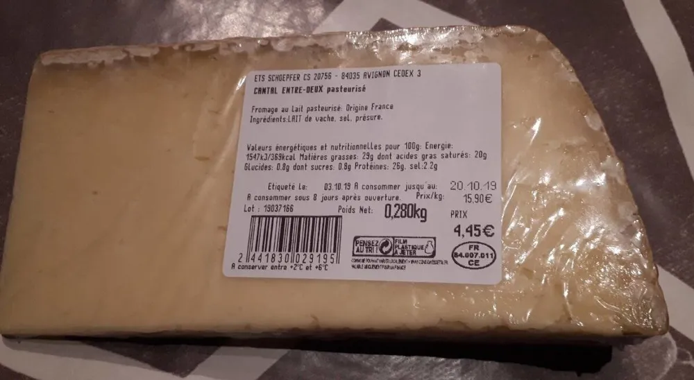 Cantal entre-deux pasteurisé
