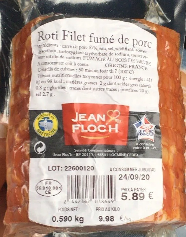 Roti filet fumé de porc