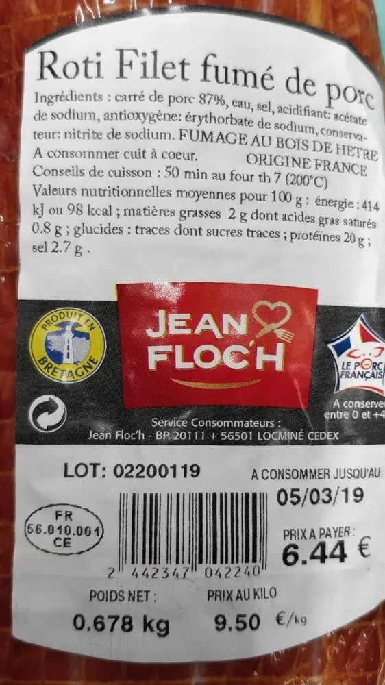 Roti Filet fumé de porc