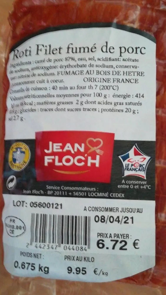 Rôti filet fumé de porc