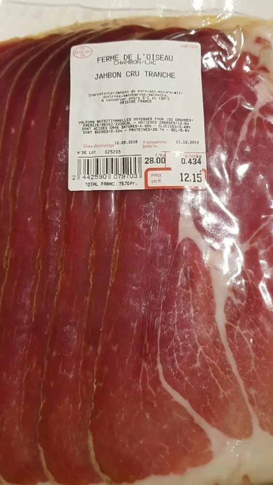 Jambon cru tranché