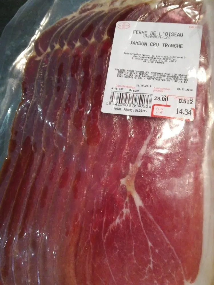 Jambon cru tranché