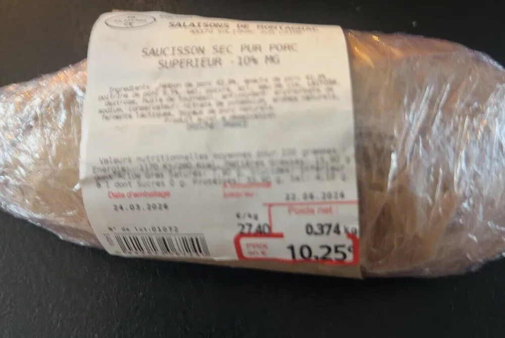 Saucisson sec pur porc