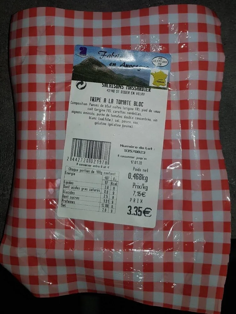 Tripe a la tomate bloc