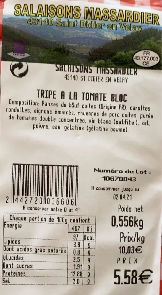 Tripe à la tomate