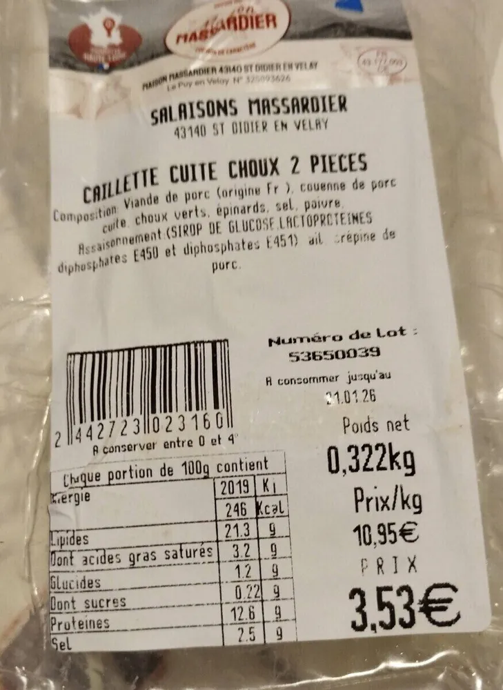 Caillette cuite choux