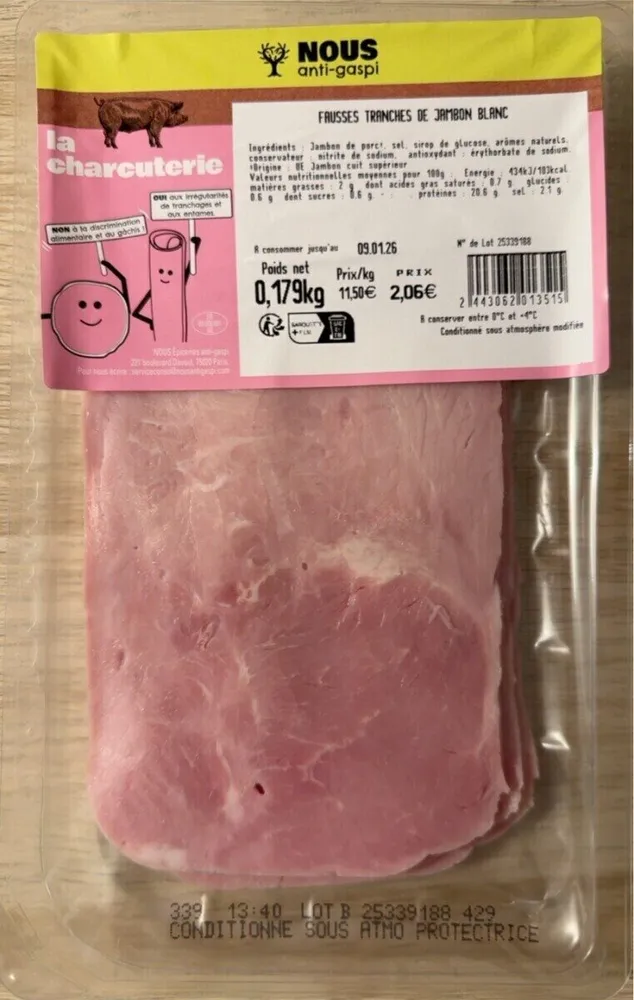 Fausses tranches de jambon blanc