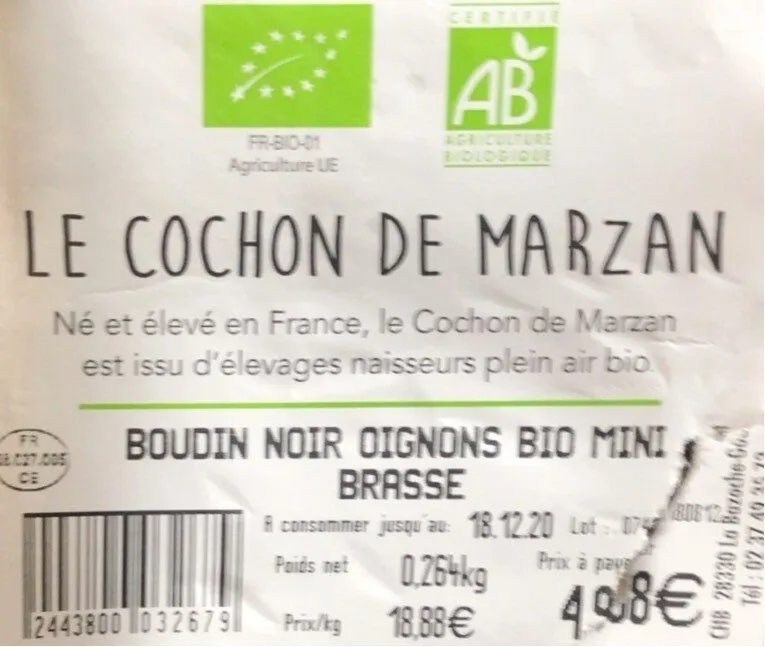 Boudin noir oignons bio mini