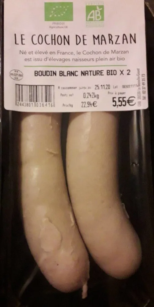 Boudin blanc nature bio