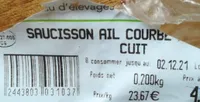 Saucisson ail courbe fumé BIO cuit