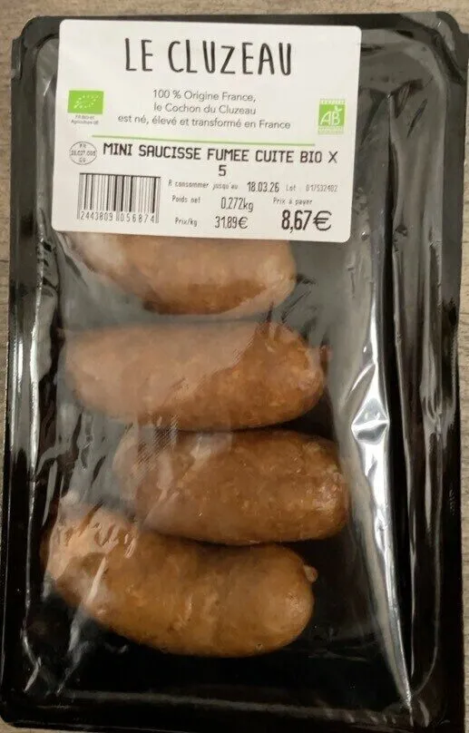 Mini saucisse fumée cuite Bio