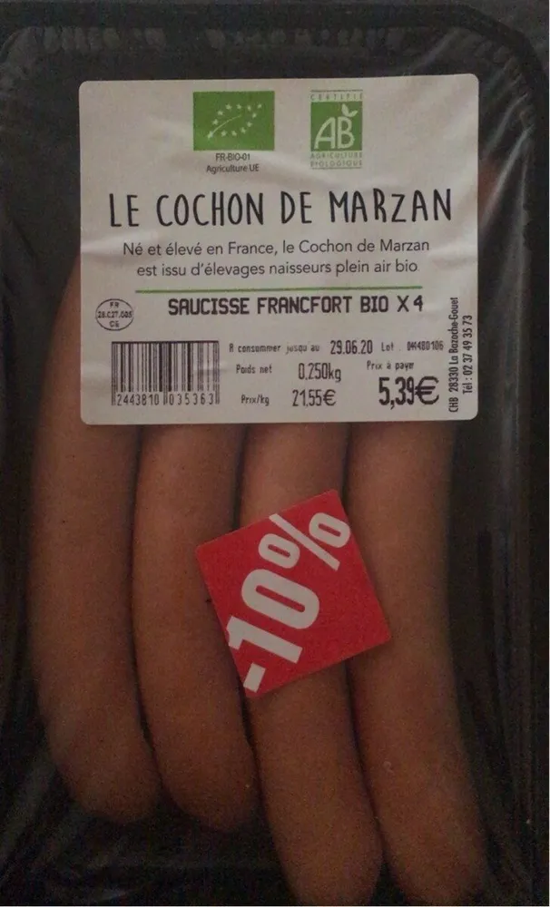 Saucisse francfort bio