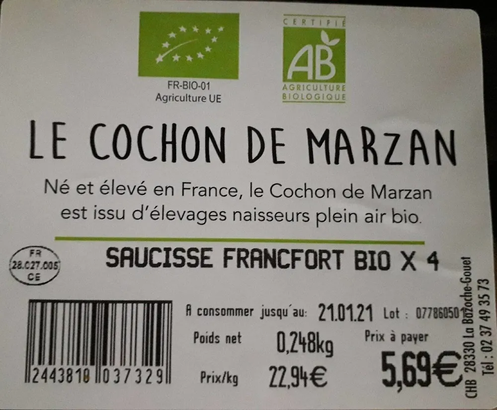 Saucisse Francfort bio