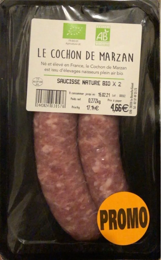 Saucisse nature bio
