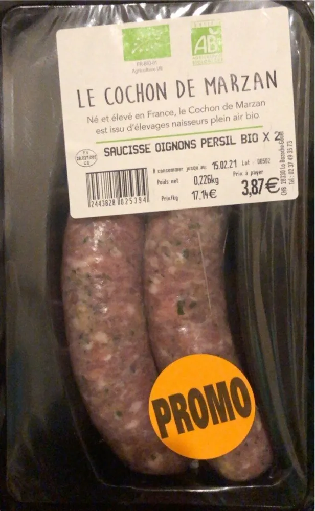 Saucisse oignons persil bio