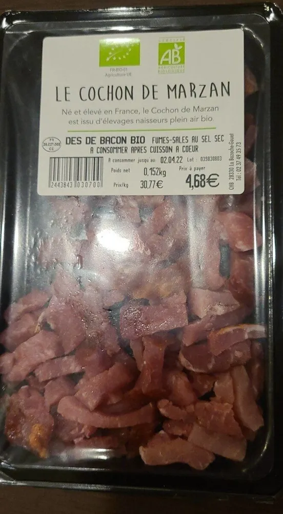Dés de bacon bio