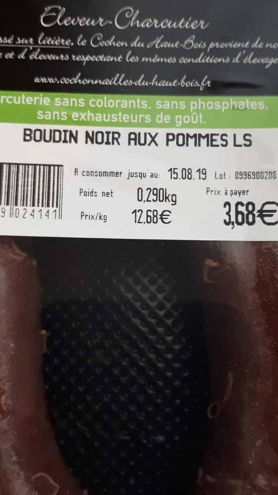 Boudin noir aux pommes LS