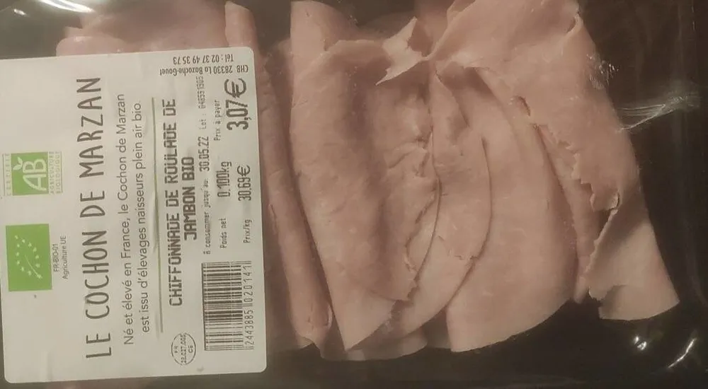 Chiffonnade de roulade de jambon bio
