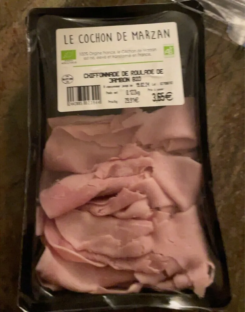 Chiffonnade de roulade de jambon bio
