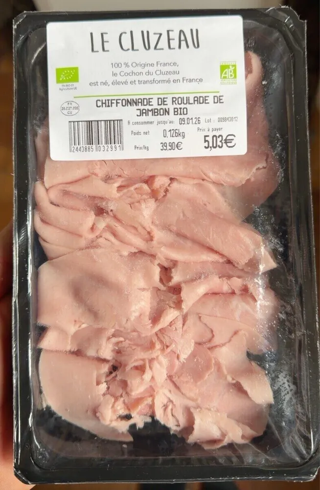 Chiffonnade de roulade de jambon bio