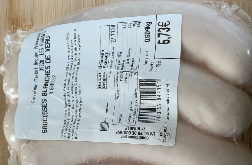 Saucisses blanches de veau