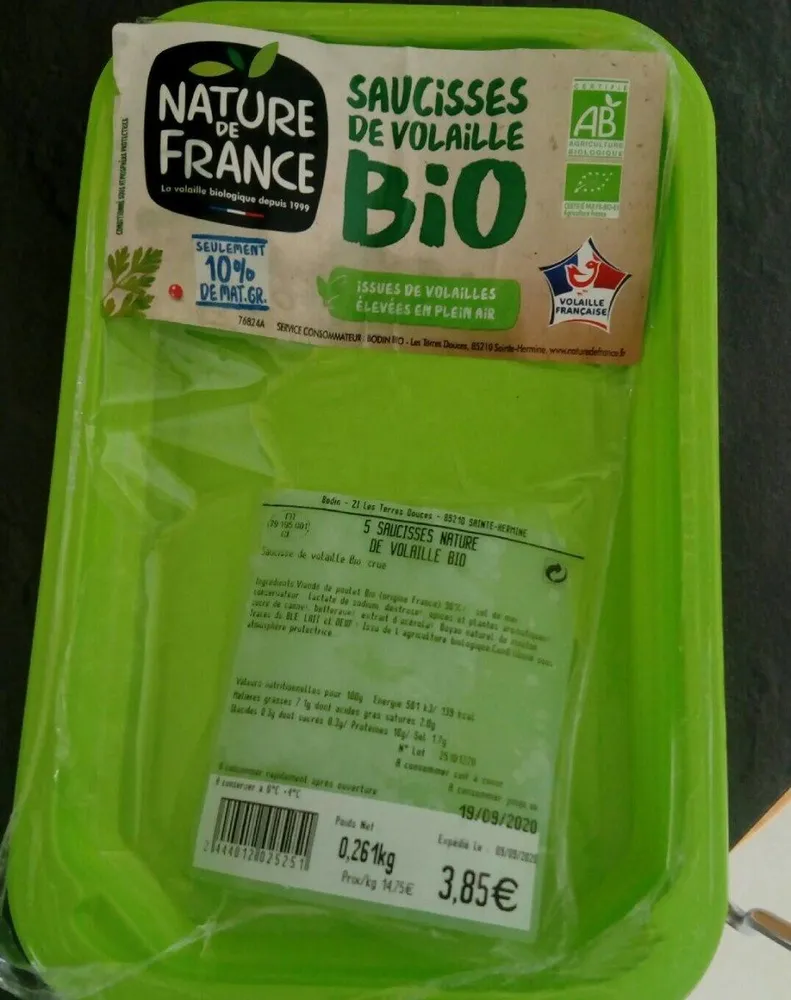 Saucisses de volaille Bio